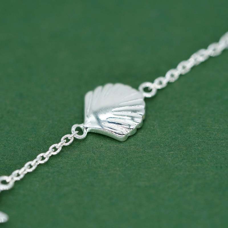 Sterling Silver Beach Charm Bracelet — Seashell & Starfish