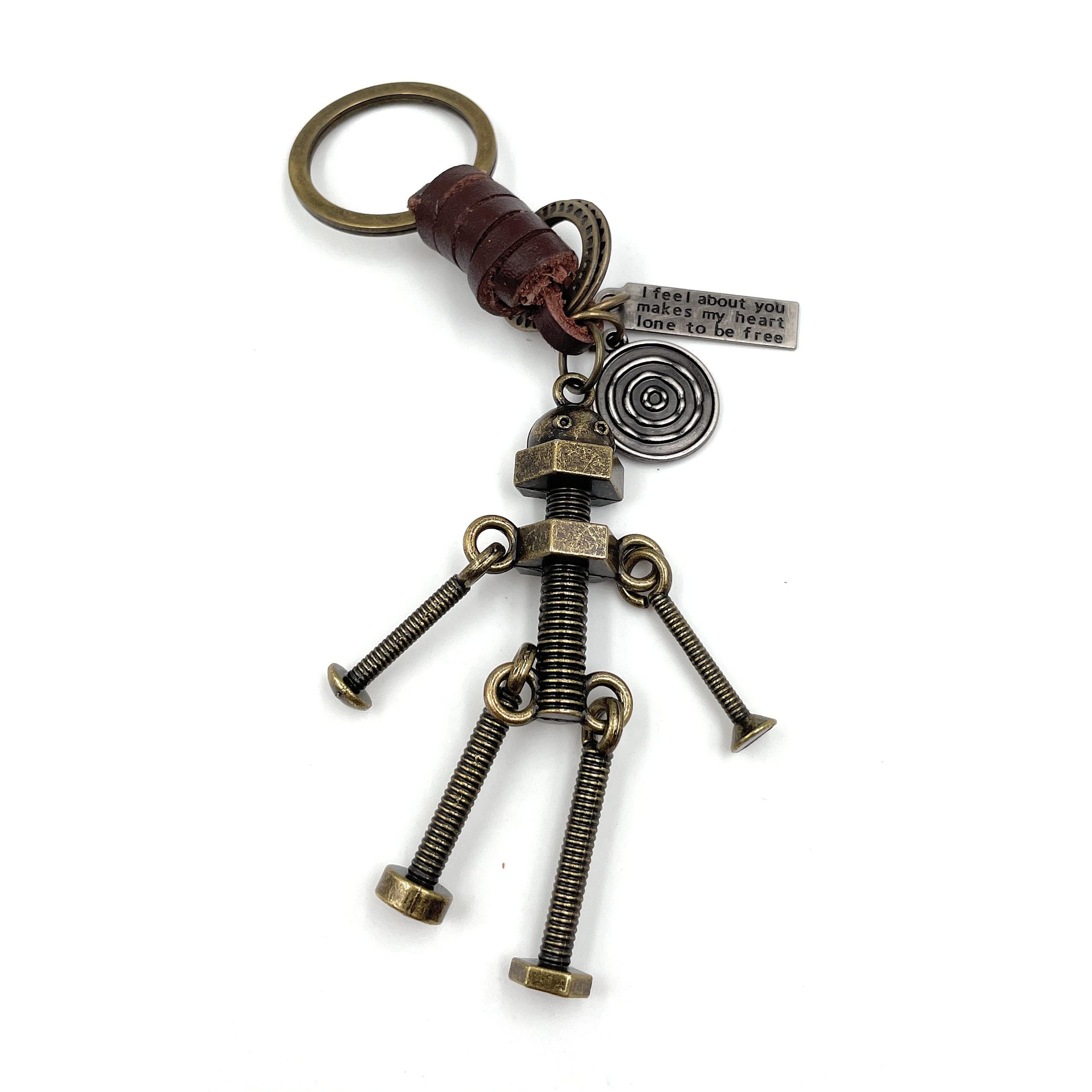 Screwman Leather Screw Keychain - Metal Good Luck Charm Ideal As A Gift, E.g. For The Best Friend, The Best Girlfriend, Mom - For Men, Women & Kids