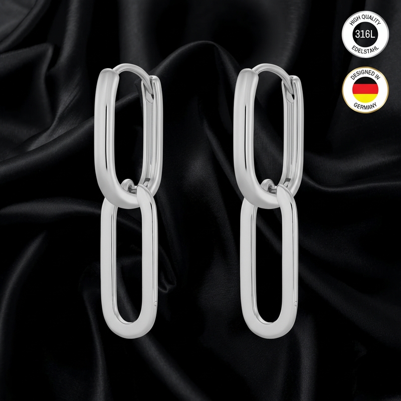 Women's Earrings - Silver-colored - Clip-on - Waterproof
