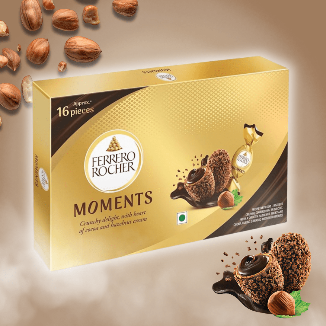 Image of Ferrero Rocher Moments Chocolate – Finest Milk Chocolate Pralines With Hazelnut Filling, Crispy Wafer Pieces, 92.8 G