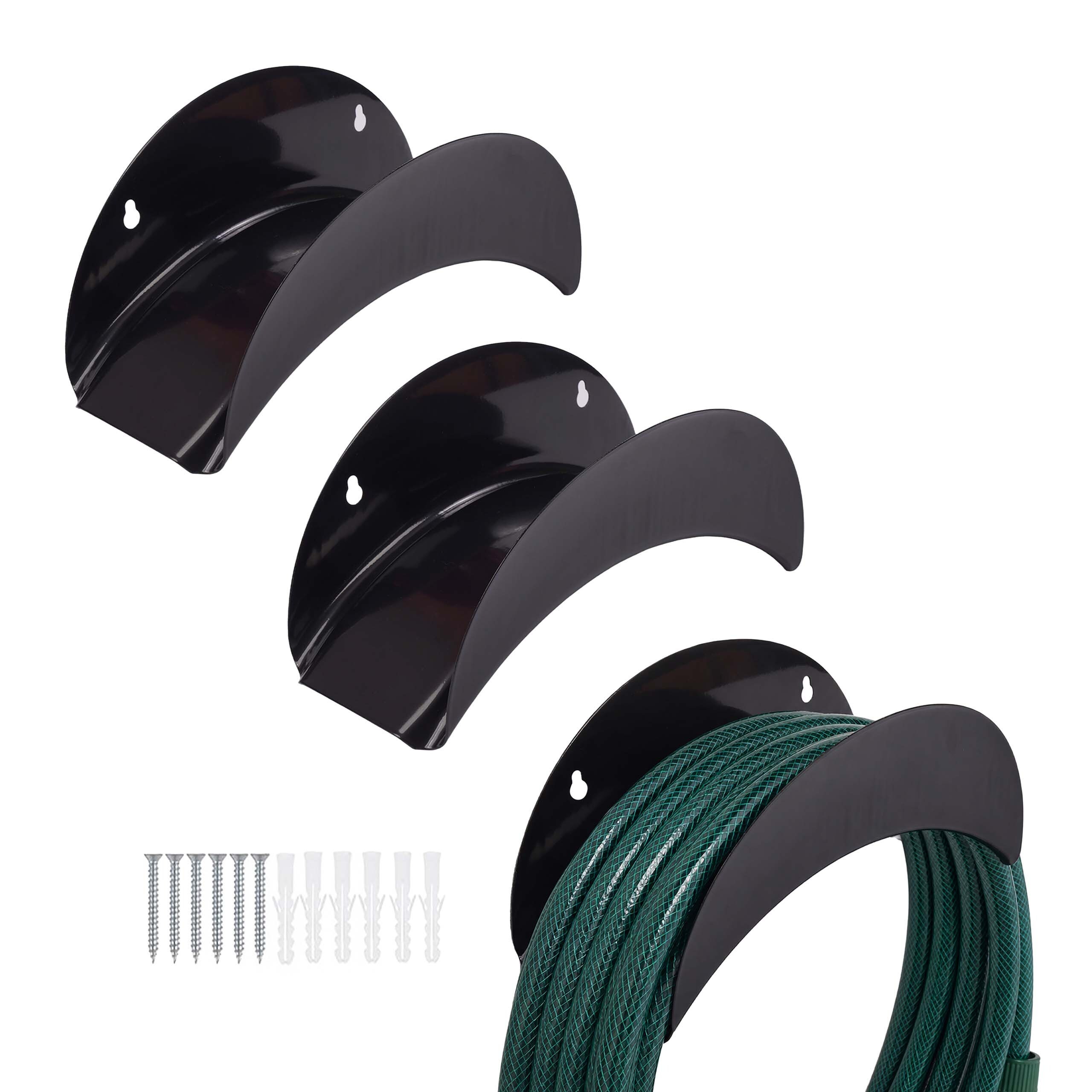 3-pack Black Hose Holders - 28 X 13 X 13 Cm (w X H X D)