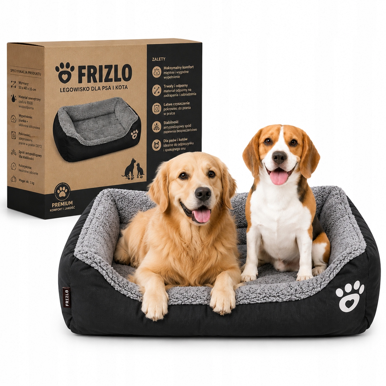 Waterproof Dog Bed 60x45 Cm Durable Anti-slip Bottom Soft Filling Easy To Clean Comfortable Bed For Small And Medium Breeds Made Of Codura Fabric Ideal For Home Balcony And Terrace Comfortable Resting