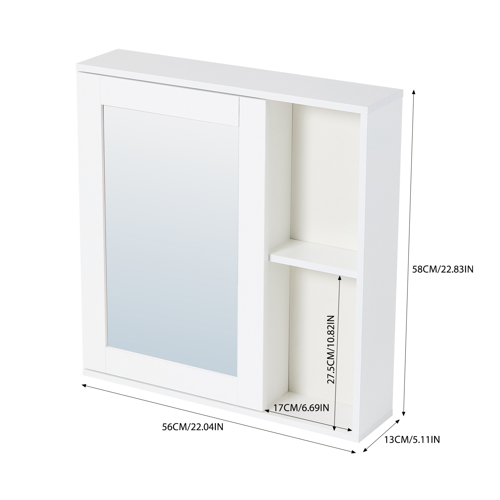 Bathroom Wall Cabinet with Mirror and Adjustable Shelves