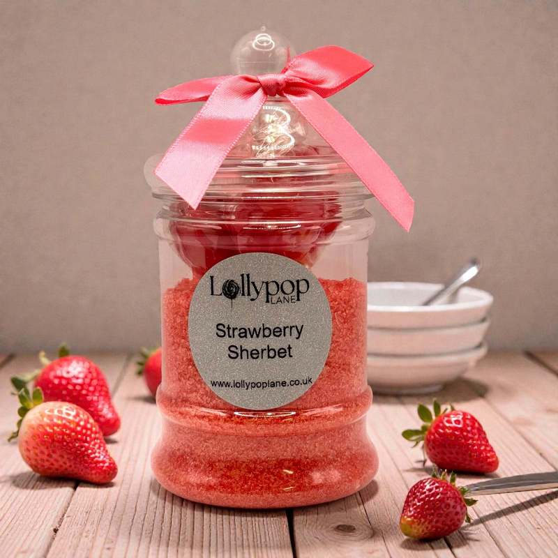 TEMU Strawberry Sherbet Crystals In A Victorian Jar And 3 X Traffic Light Lollies 150g