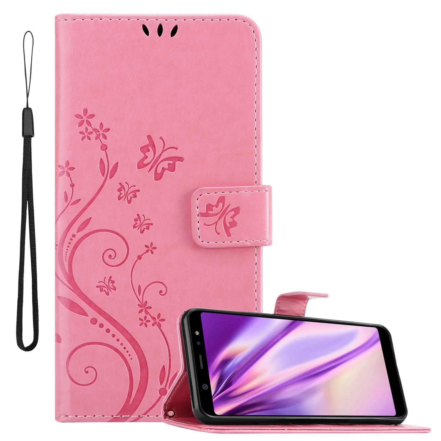 Case Compatible For Galaxy A6 Plus 2018 Protective Cover With Magnetic Closure, Stand Function And Card Slots Flip Case Flower Cover Phone Case Foldable Case Book Bag