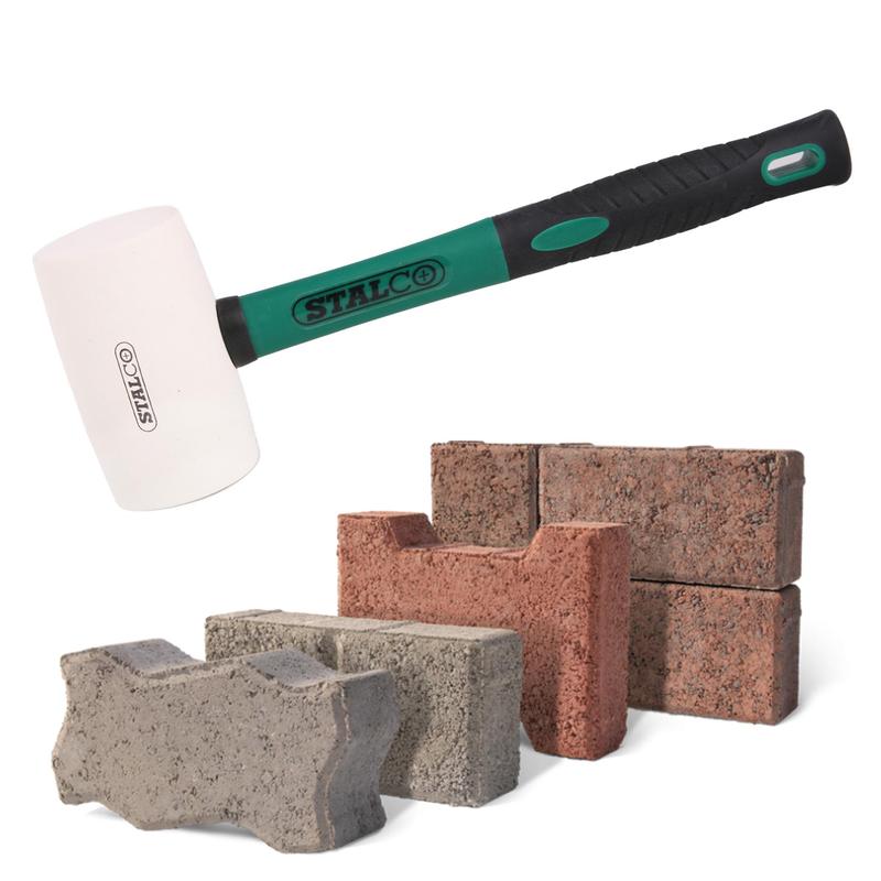 E-shop Gummi-Betonhammer 90 mm, Stahlgriff, flexibler Griff, zum Verlegen von Pflastersteinen, Fliesen, Bordsteine, Nivellieren von Oberflächen,