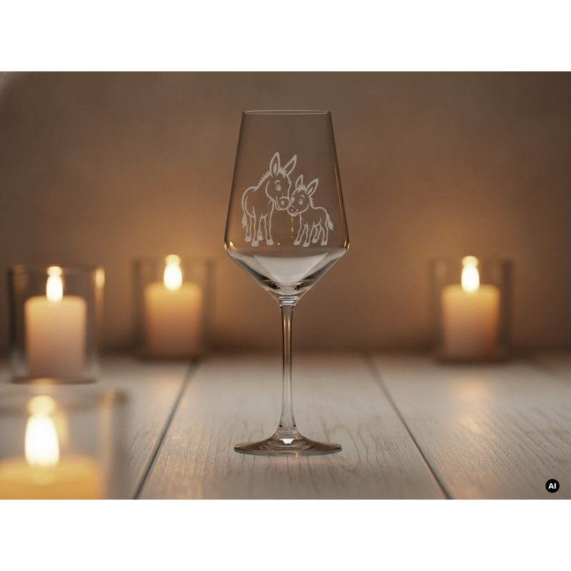 Wine Glass With Donkey Baby Engraving 350ml - Gift For From
