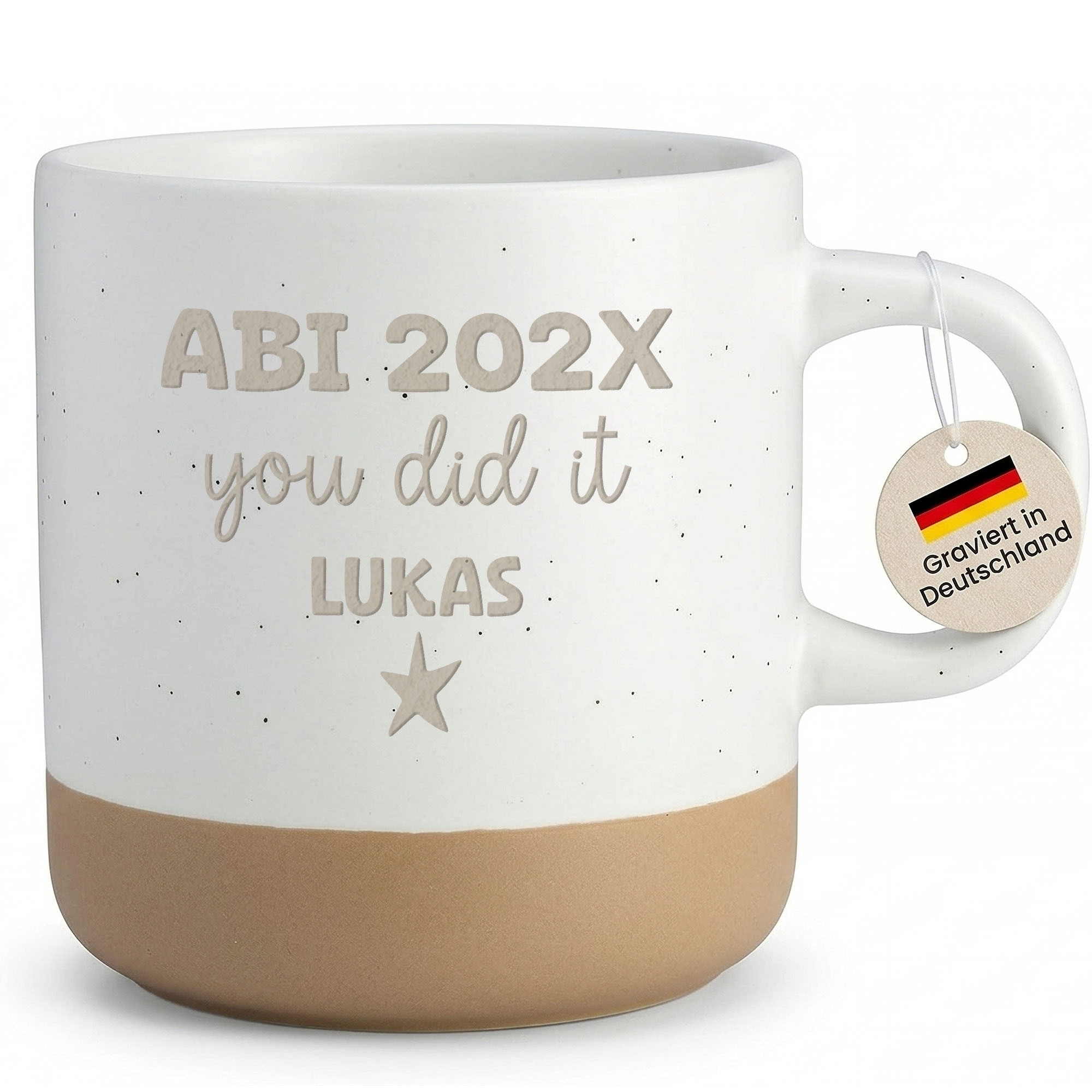 Image of Abi 202x Personalized Mug With Name, Graduation Gift For Graduates, Graduation Party 2026, Graduation Ceremony Gift, Engraving, Stoneware Coffee Mug - Left Handle