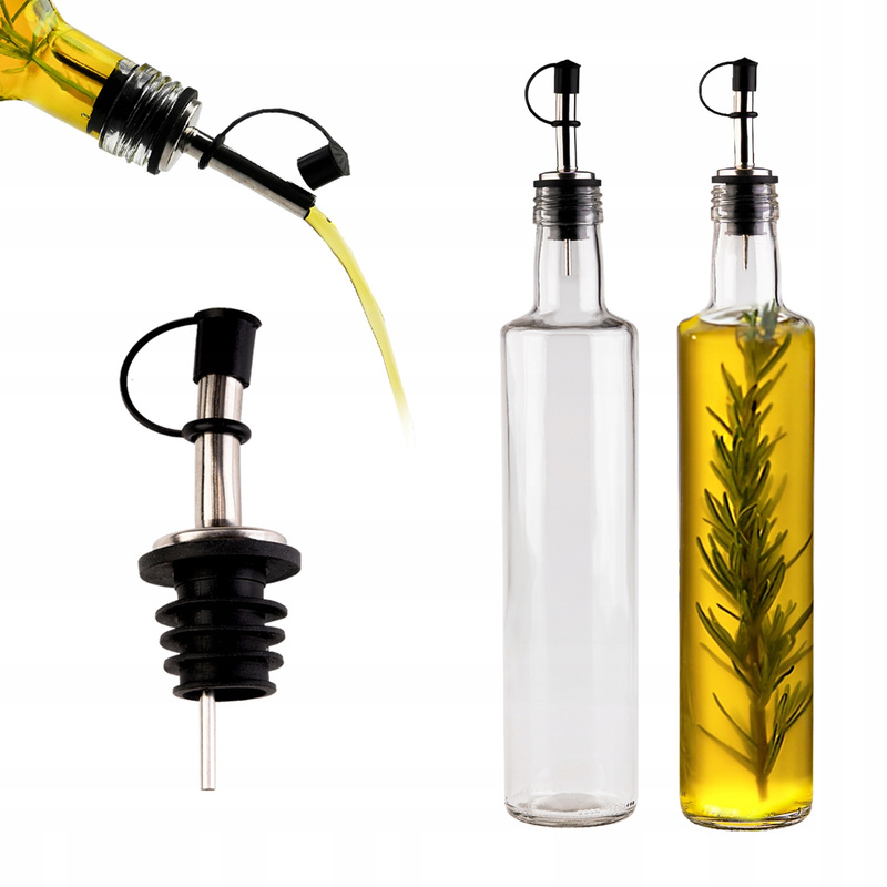 Image of 500 Ml Glass Bottle With Pourer And Dispenser, Designed For Olive Oil, Oil, Vinegar, And Alcohol – A Practical And Aesthetic Container For Kitchens And Bars