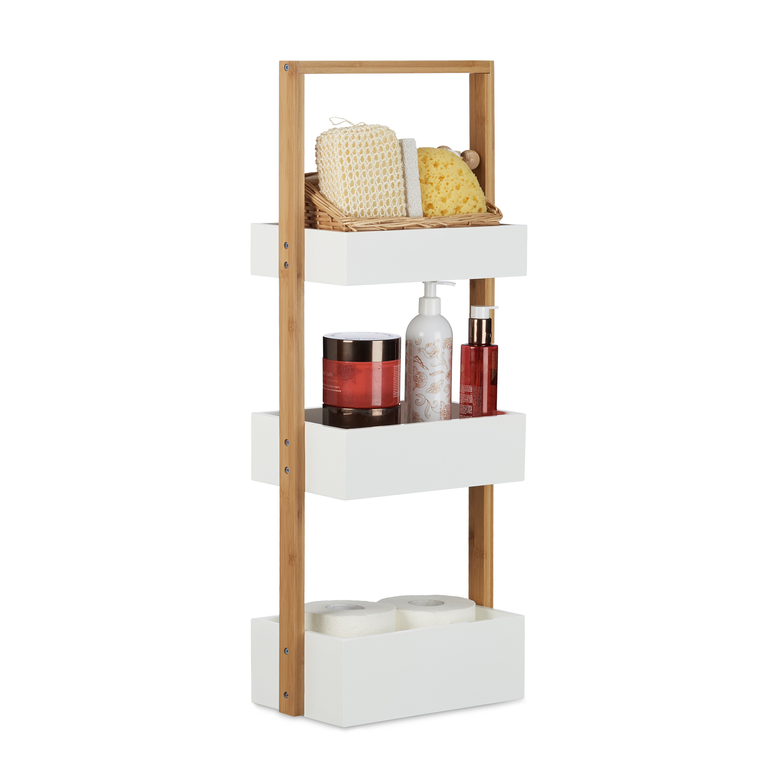 White/natural Bookshelf - (w)30 X (h)76 X (d) Cm