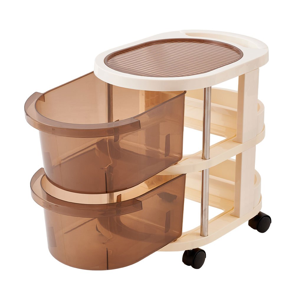 Plastic Storage Chest with 2 Drawers on Wheels