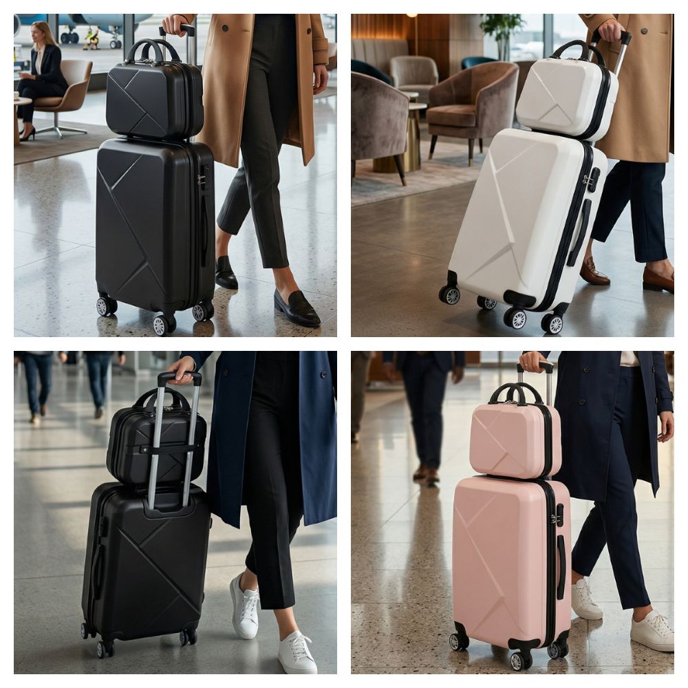 TEMU 2pcs Lightweight Luggage Set, Hardshell Rolling Suitcase Set With Spinner Wheels, Telescopic Handle, , Carry On Luggage Set For Business Travel,