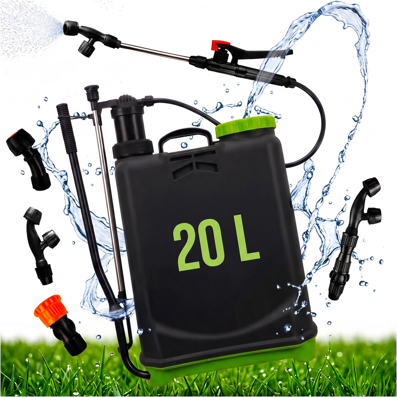 TEMU Pulverizador a presión tipo mochila de 20L con lanza de 80cm y manguera de 120cm, rociador de para jardín con presión ajustable de 0.2–0.3 MPa y
