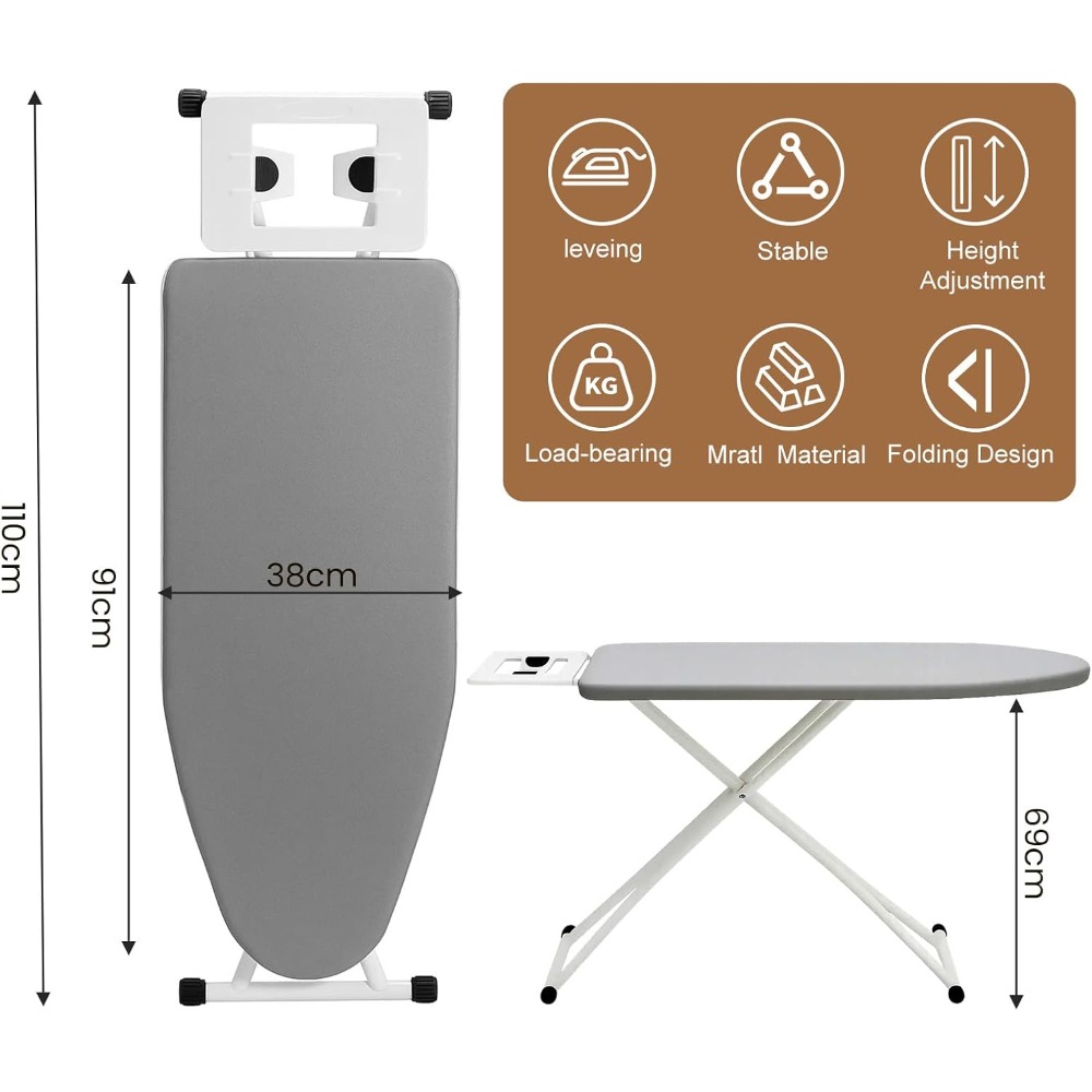 adjustable folding ironing board metal frame reinforced household ironing table portable for living room no battery required details 7