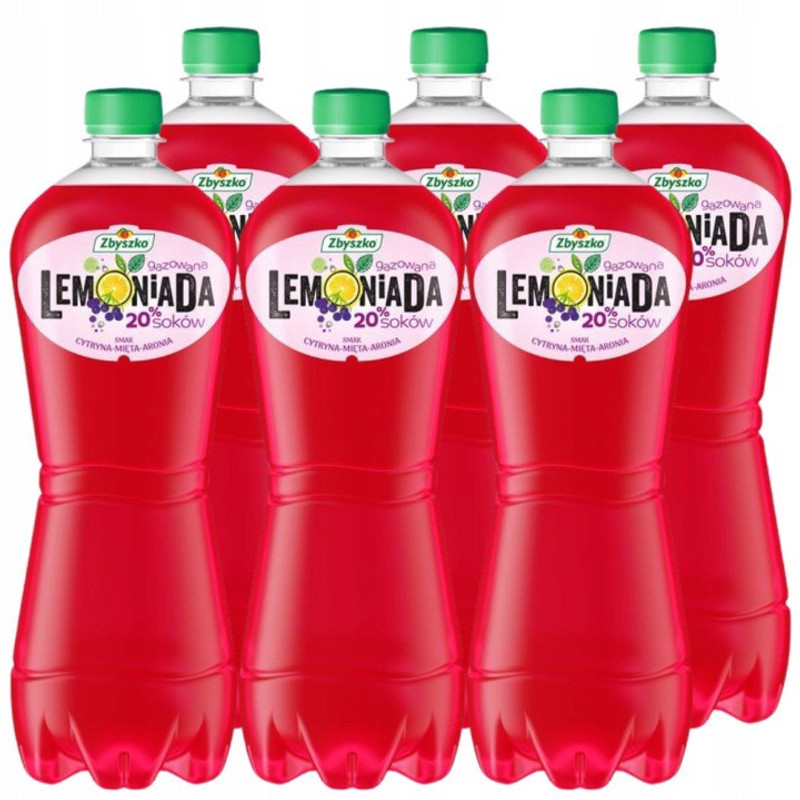 Image of Zbyszko Carbonated Lemonade, Lemon-mint-chokeberry Flavor, 1l X 6 Pieces