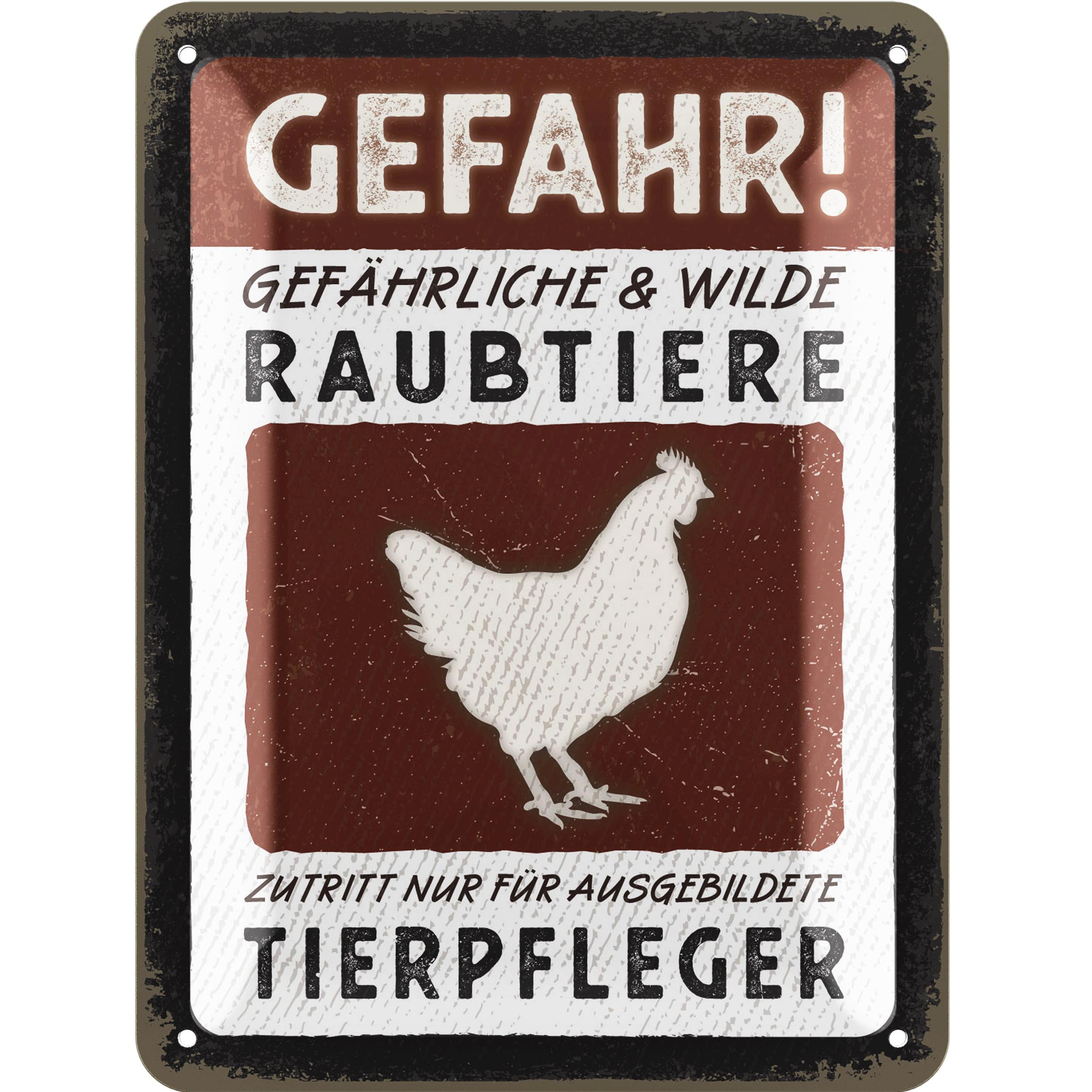 E-shop Retro Blechschild Vorsicht Hühner, Hühner Zubehör, lustige Schilder mit Sprüchen, vintage Metallschilder Huhn Deko für den Hühnerstall, - und