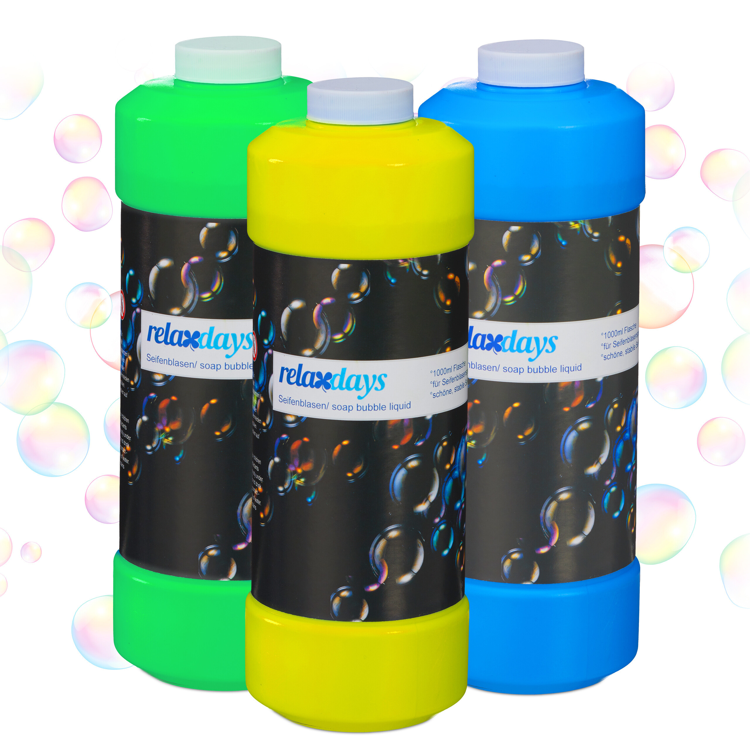 TEMU 3 Refill Bottles For Colored Soap Bubbles - 1 Liter