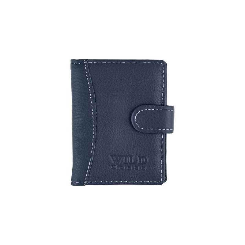 Image of Leather Document Card Holder Wild Horse Navy Blue