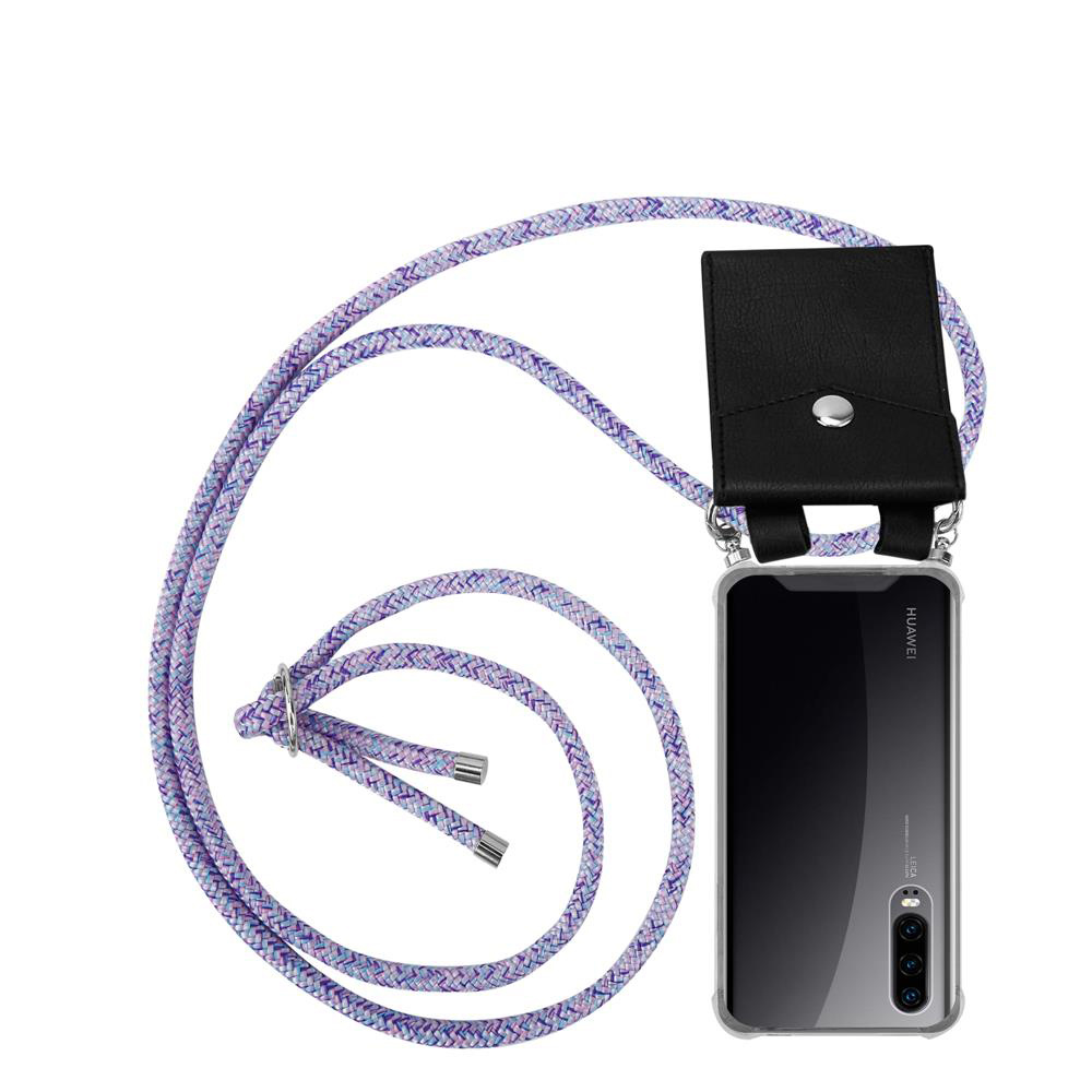 Handy Chain Compatible For Huawei P30 Silicone Protective Case With Silvery Rings, Lanyard Strap And Removable Case Cover Tpu Necklace Phone Case