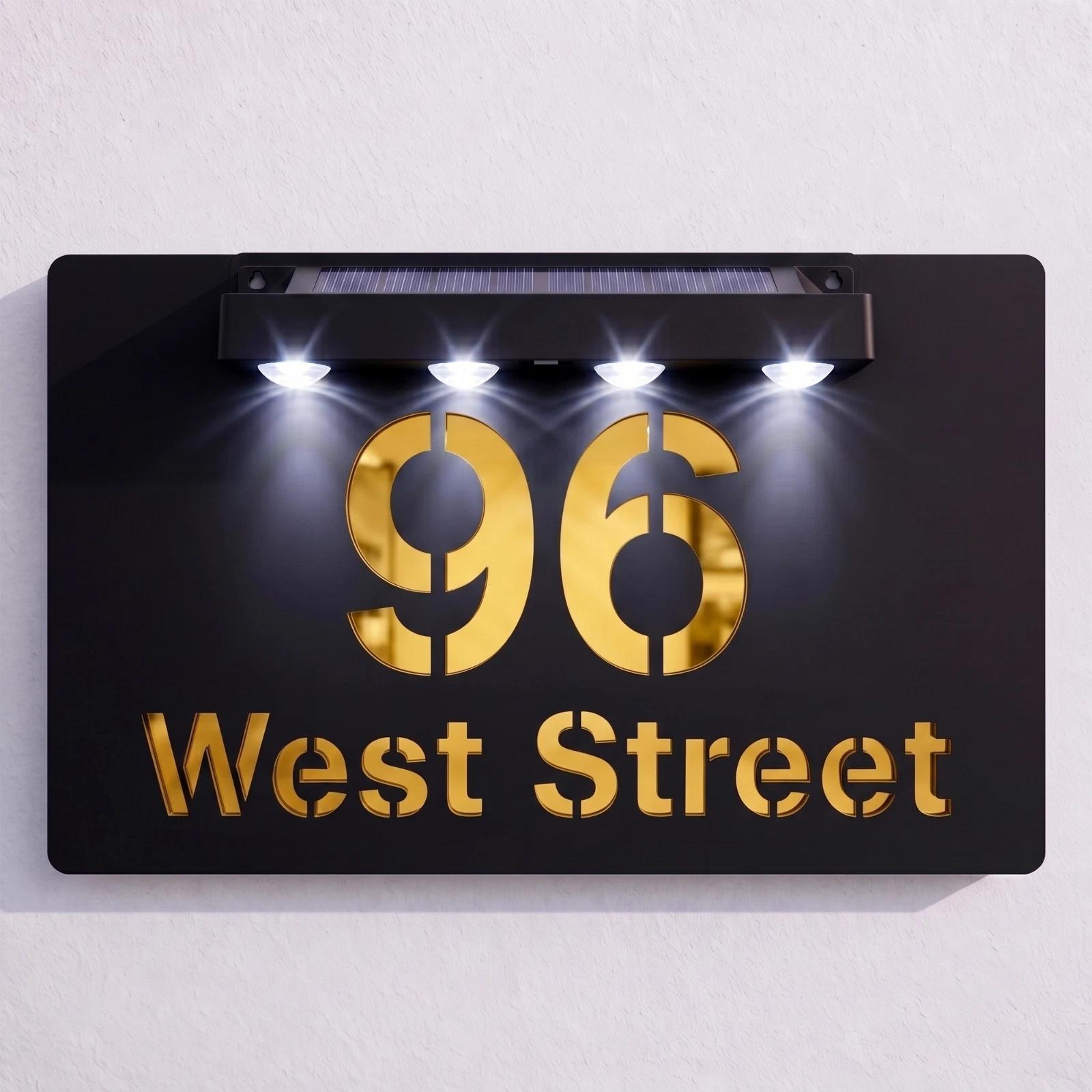Personalised Solar House Sign 300x170mm - LED Illuminated