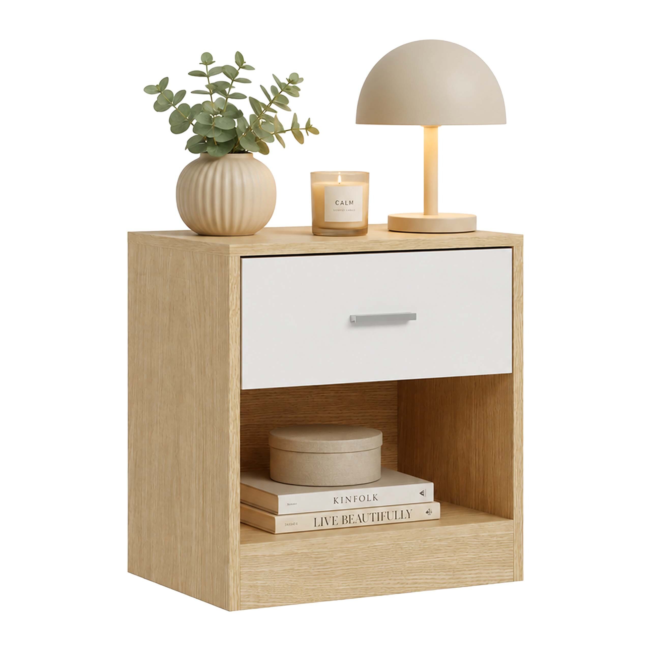 1 Nightstand In Natural/white - (w)39 X (h)41 X (d)28 Cm