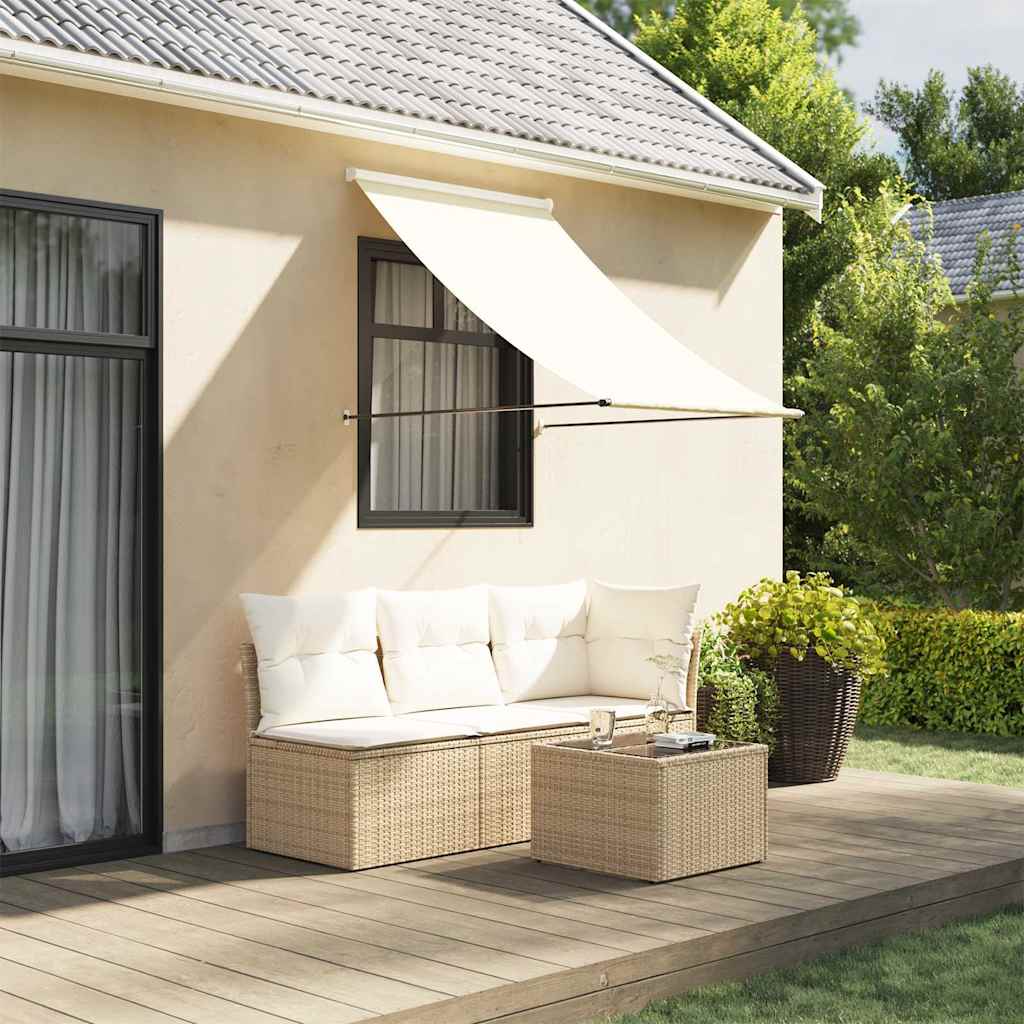 Image of Vidaxl Retractable Awning, Sun Shade For Terrace, Balcony, And Garden, Window Awning, Cream 150x150cm Fabric Steel
