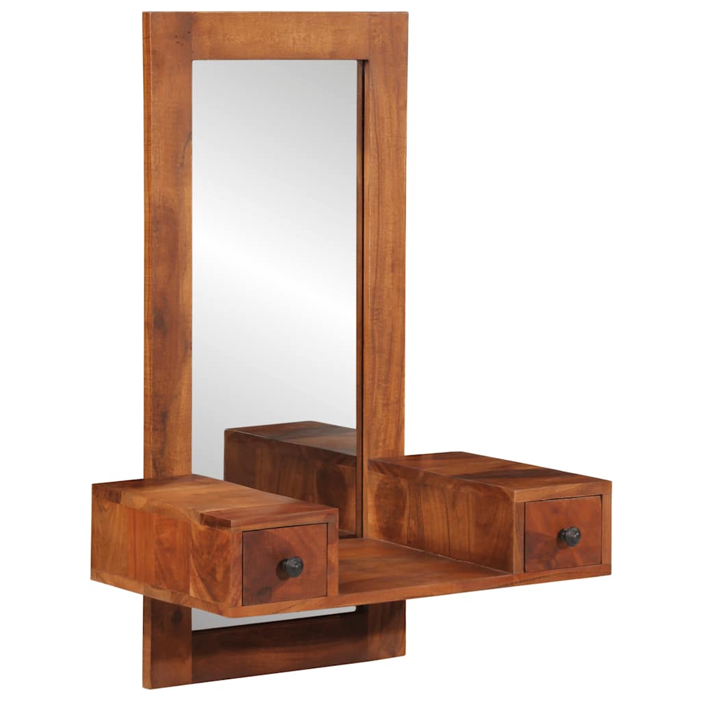 Image of Vidaxl Wall Mirror With Drawers 60x33x90 Cm Solid Wood Acacia, Mirror, Cosmetic Mirror, Living Room Mirror, Makeup Mirror, Hanging Mirror