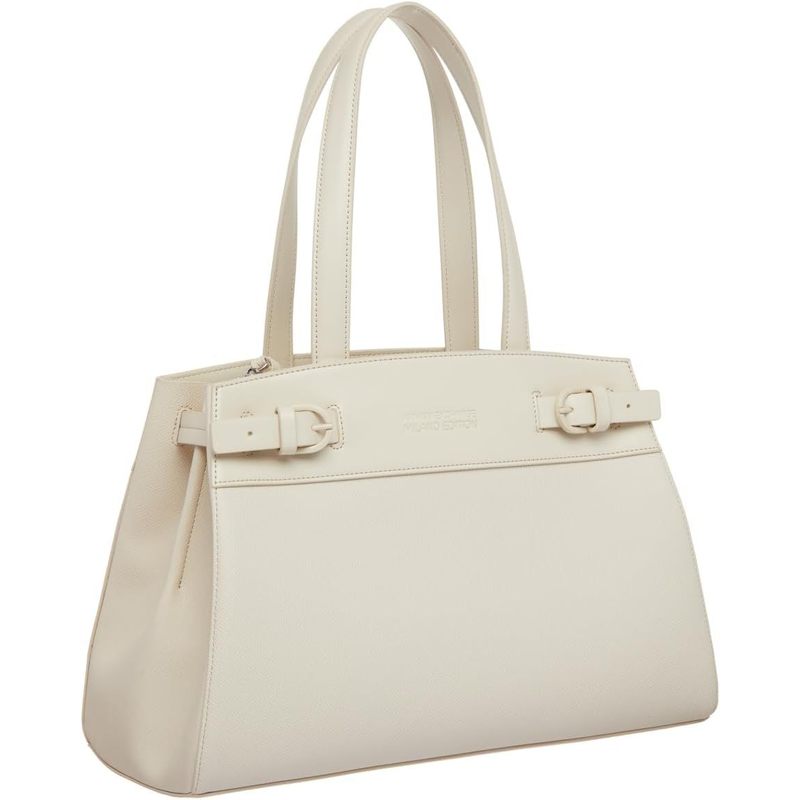 Tote Bag with Double Buckle, Inner Compartments, Polyester Lining, Zipper Closure - Versatile Handbag for Women