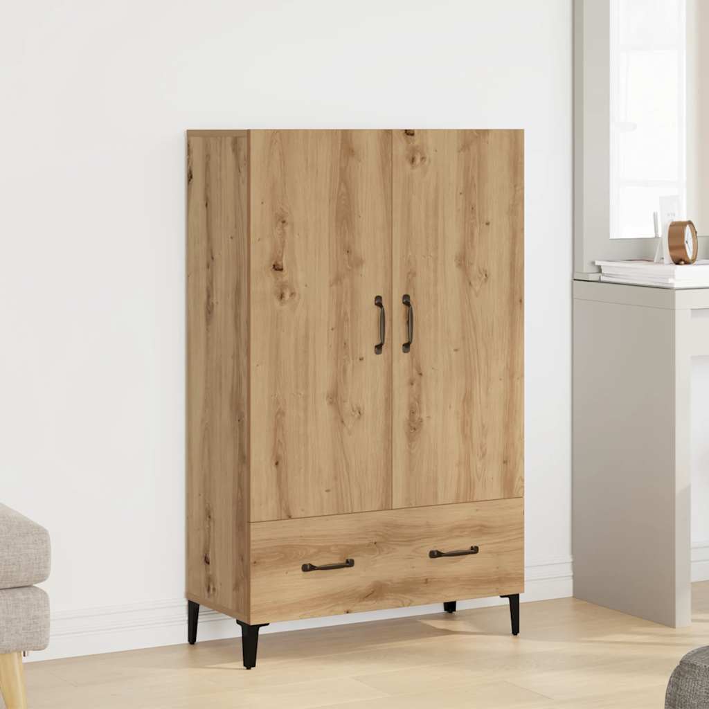 Image of Vidaxl - Oak 70x31x115 Cm Wood, Sideboard, Storage Cabinet, Tall Sideboard, Auxiliary Cabinet, High Cabinet, Buffet Cabinet