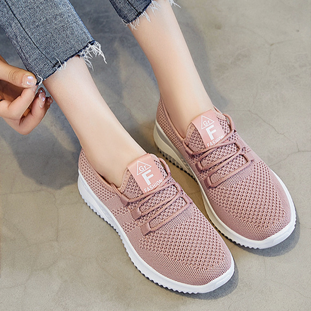 Pink Women's Running Trainers, Lightweight Slip-On Sneakers