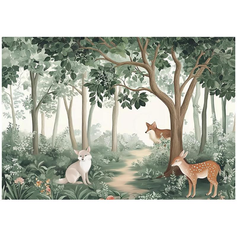 Image of Wallpaper For Kids' Animals Green On Non-woven Fabric For Children Wallpaper Wall Decoration 15597vx
