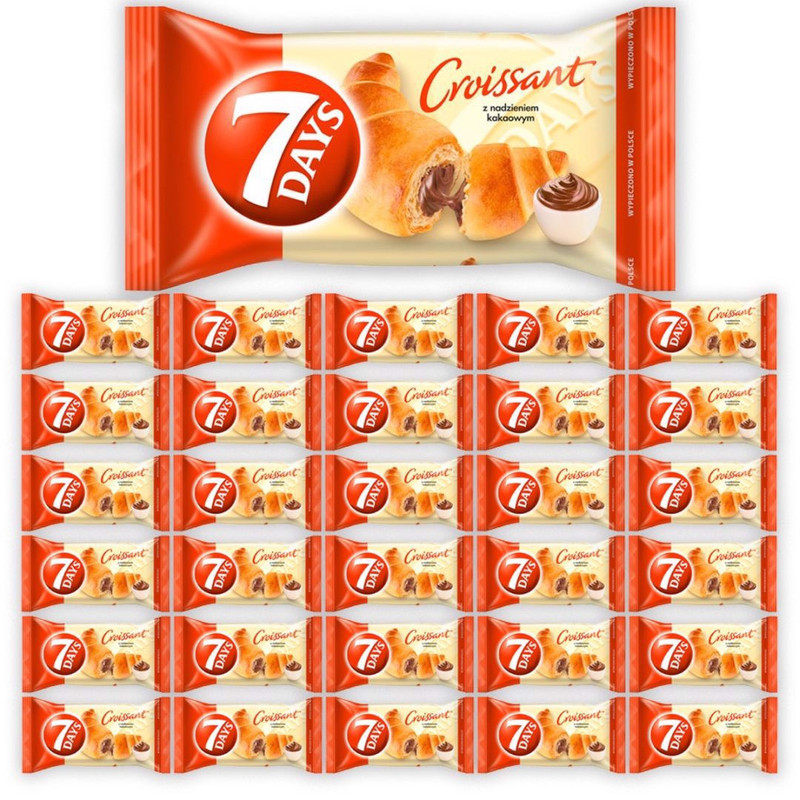 Image of 7 Days Croissant With Cocoa Filling 60 G X 30 Pieces