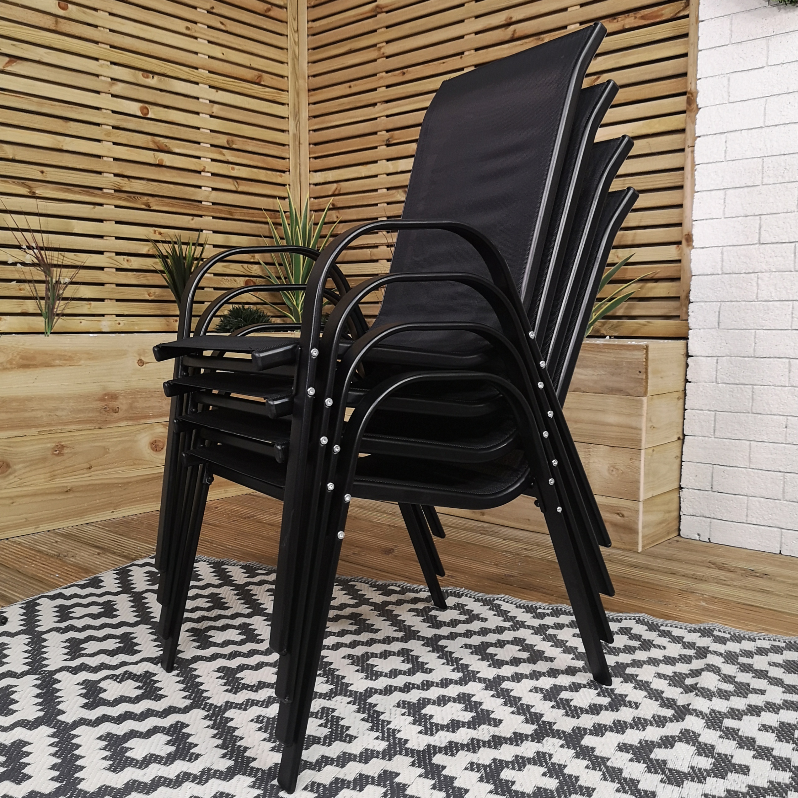 TEMU Set Of 4 Outdoor Garden Patio Furniture Chairs In Black