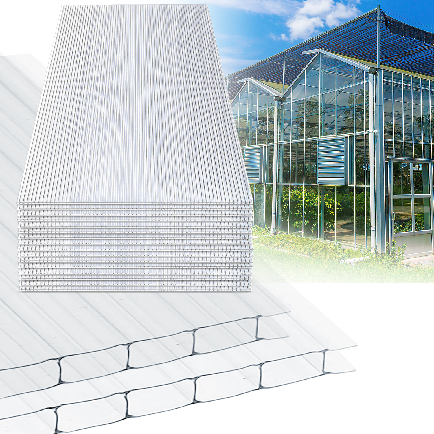 TEMU 10pcs Greenhouse Sheets Cut-to-size Sheets Uv-resistant Polycarbonate Twin-wall Sheets 605x1210x8mm Polycarbonate Sheets Transparent Sheets For