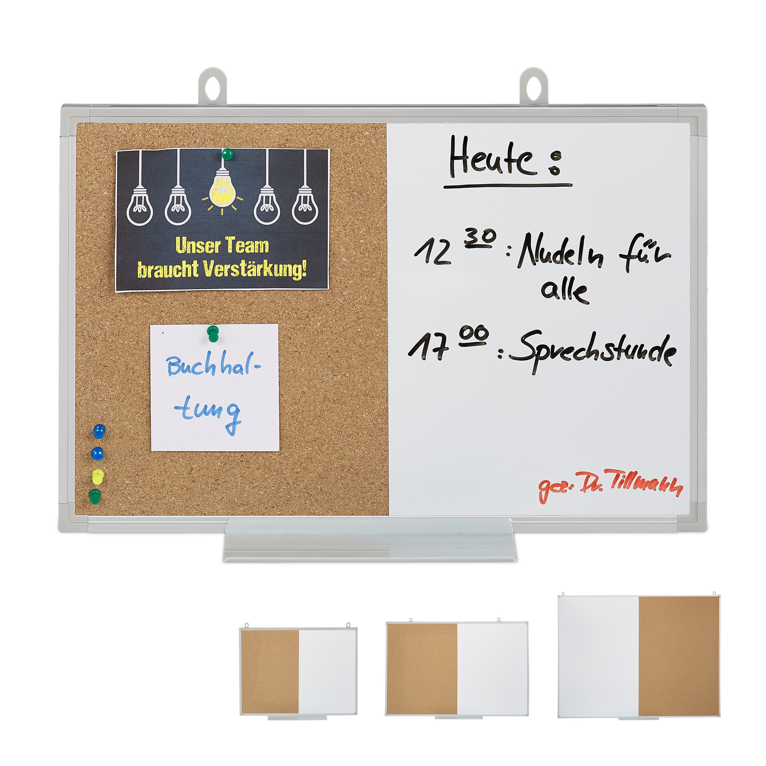 Combination Board In White/natural - (w)45 X (h)30 Cm
