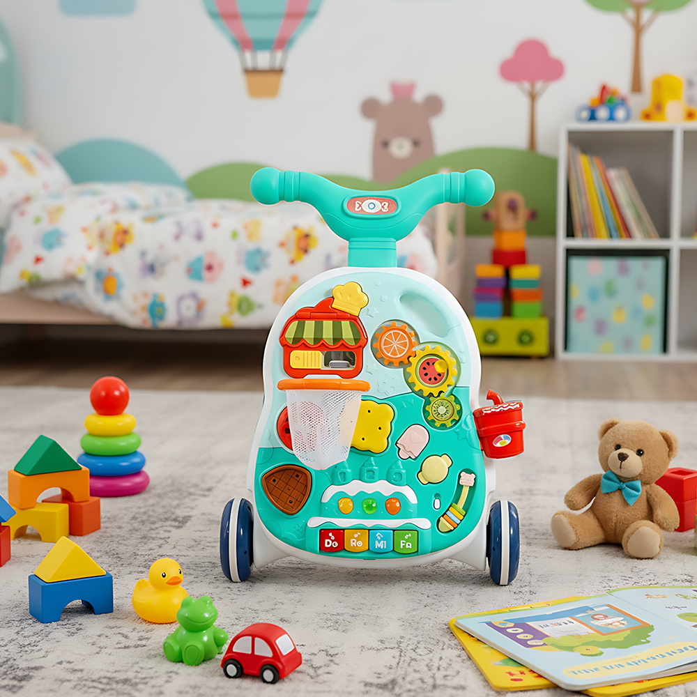2 in 1 Baby Walker and Stroller with Anti-Roll Feature