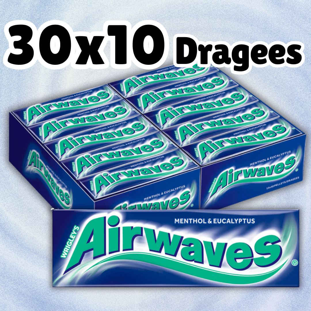 Image of 30× Airwaves Chewing Gum Menthol & Eucalyptus – 10 Pieces Per Pack – Extra Fresh Breath Power