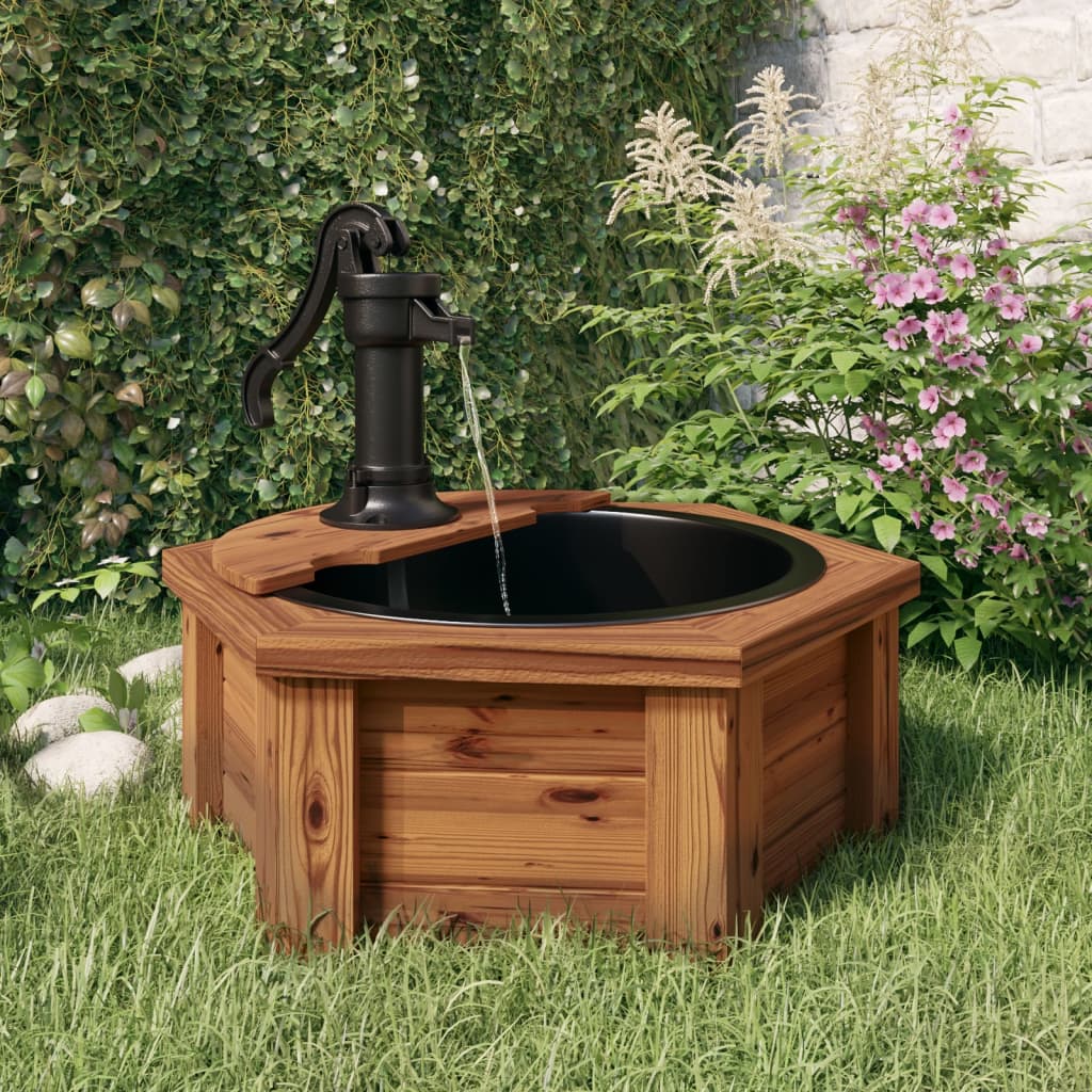 Image of Vidaxl With Pump, Wooden Frame Fountain, Water Feature For Garden Decoration, Solid Pine Wood Ornamental Fountain
