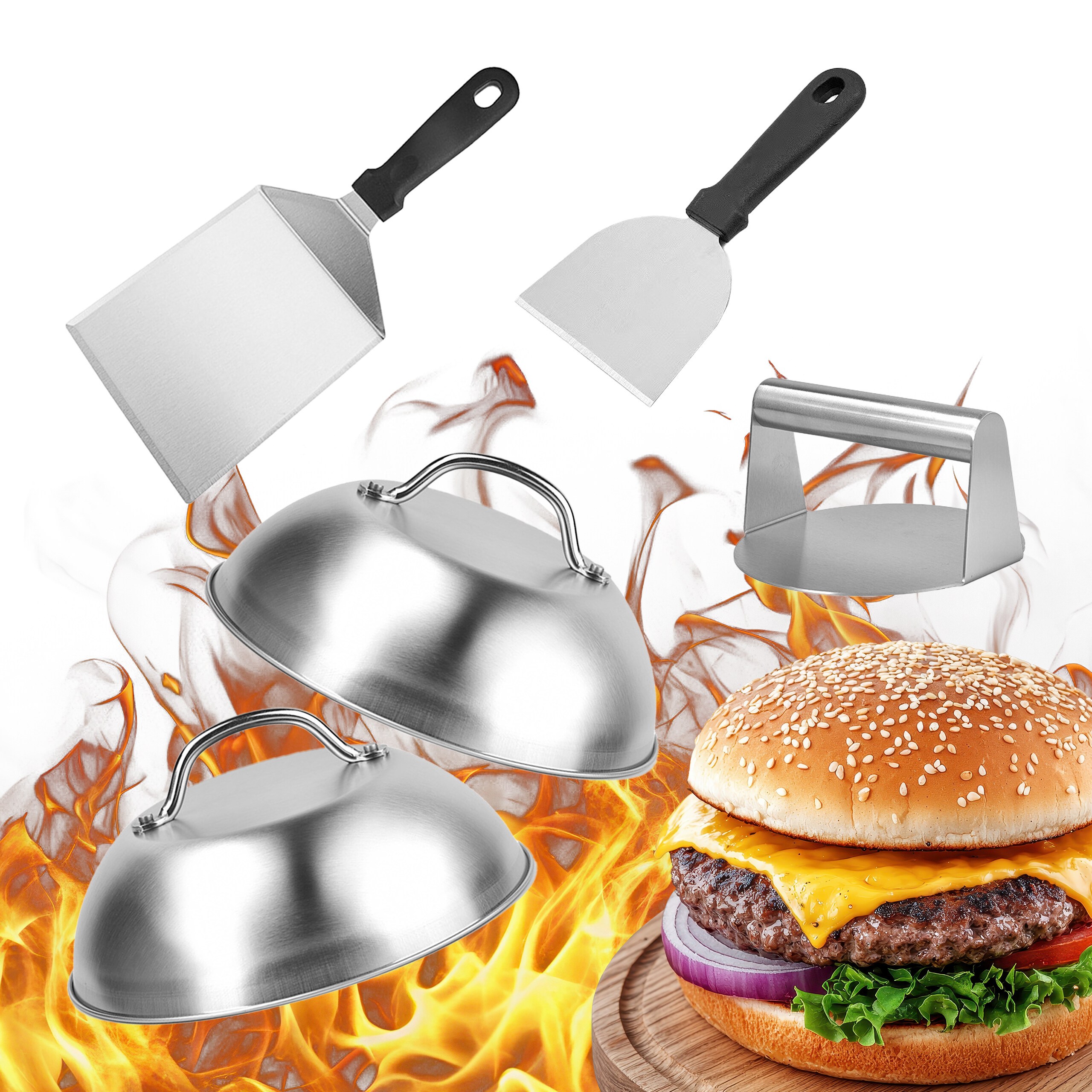 5tlg. Smash Burger Set In Silber