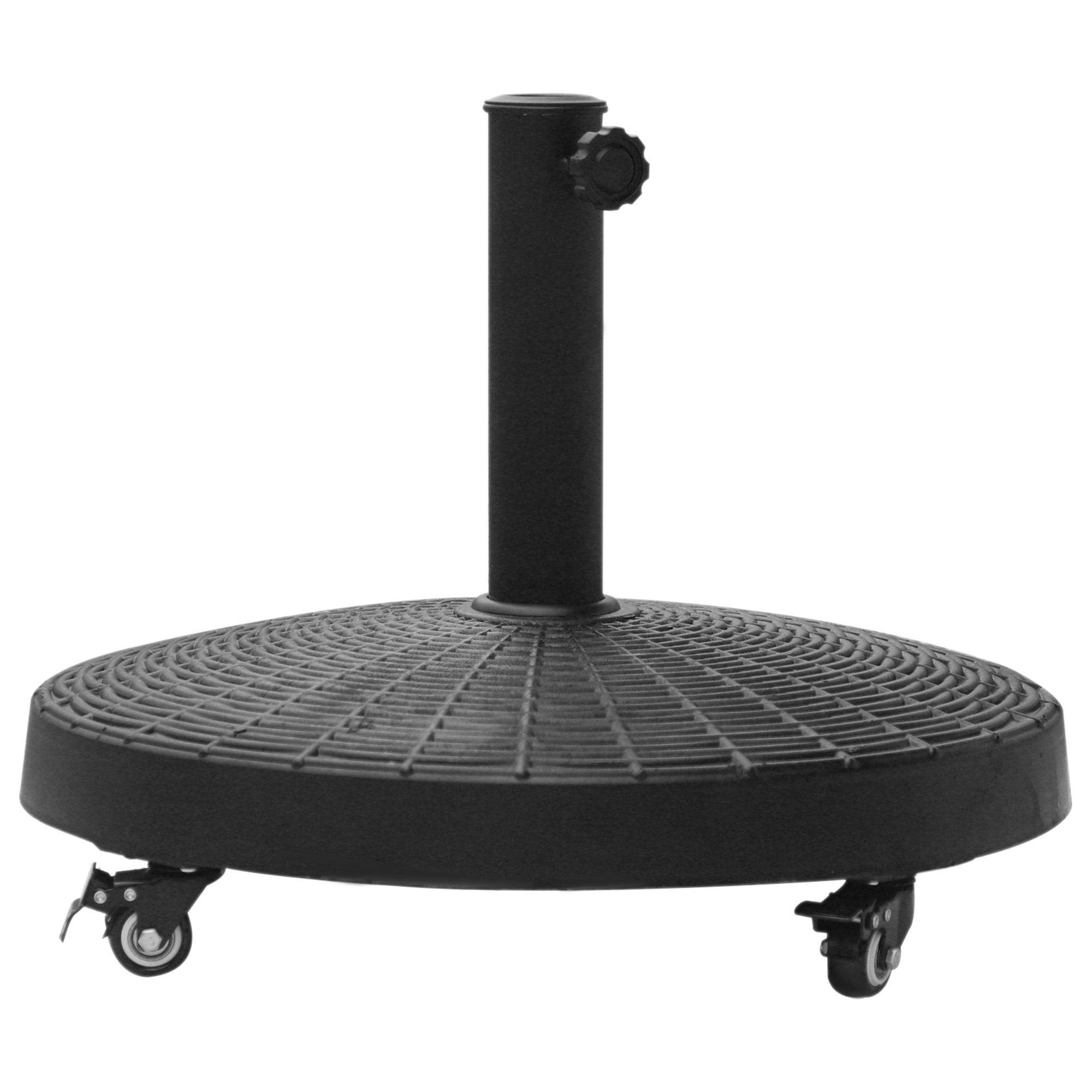 Image of Outsunny Round Umbrella Base With 4 Casters - 22.7kg Net Weight, Resin, Ø 52 X 41h Cm - Black