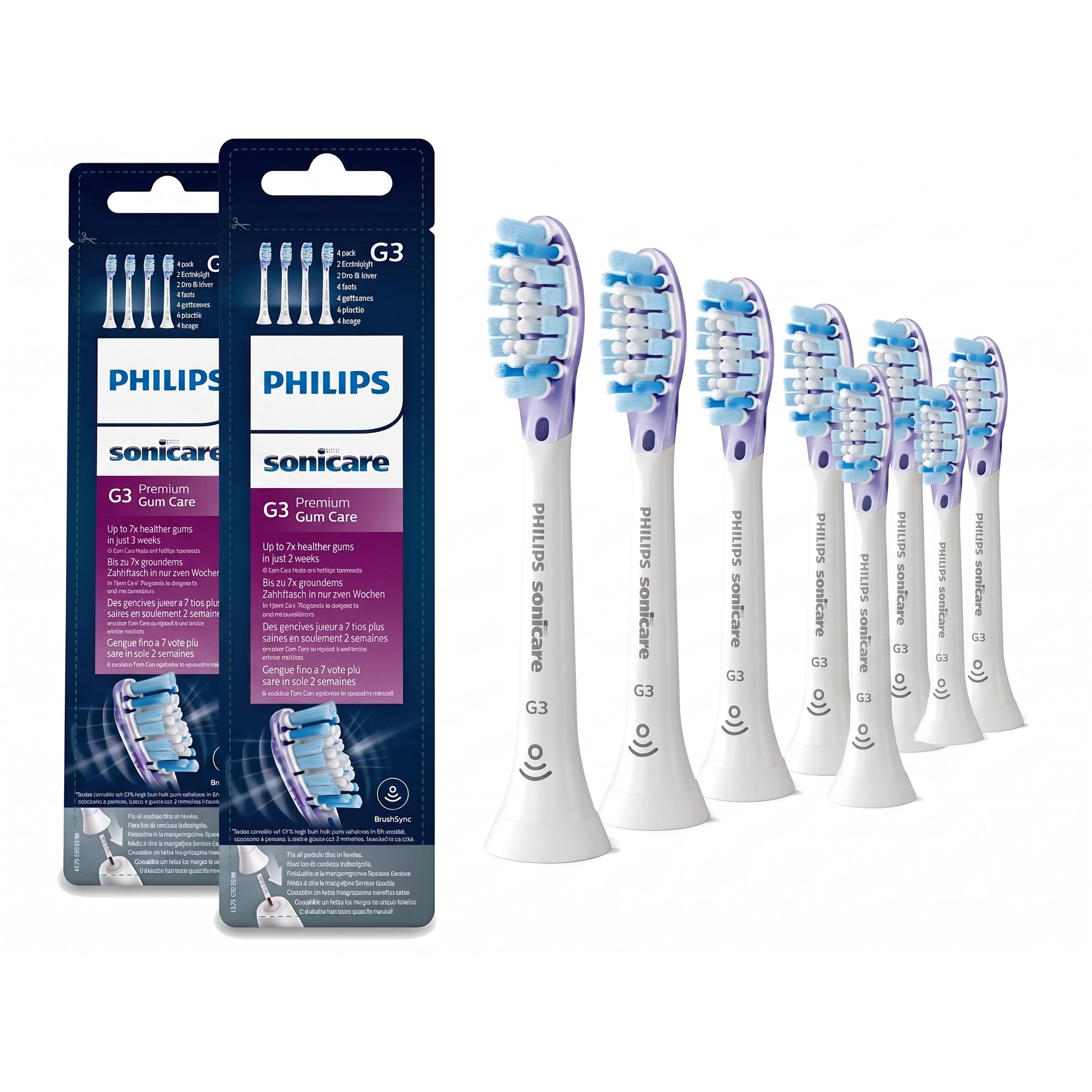 Image of Brushes Compatible With Sonicare | 8-pack (2x 4-piece Sets) Replacement Brushes White Gum Care | Electric Toothbrush Attachments Replacement Brush Heads | Gum Care &