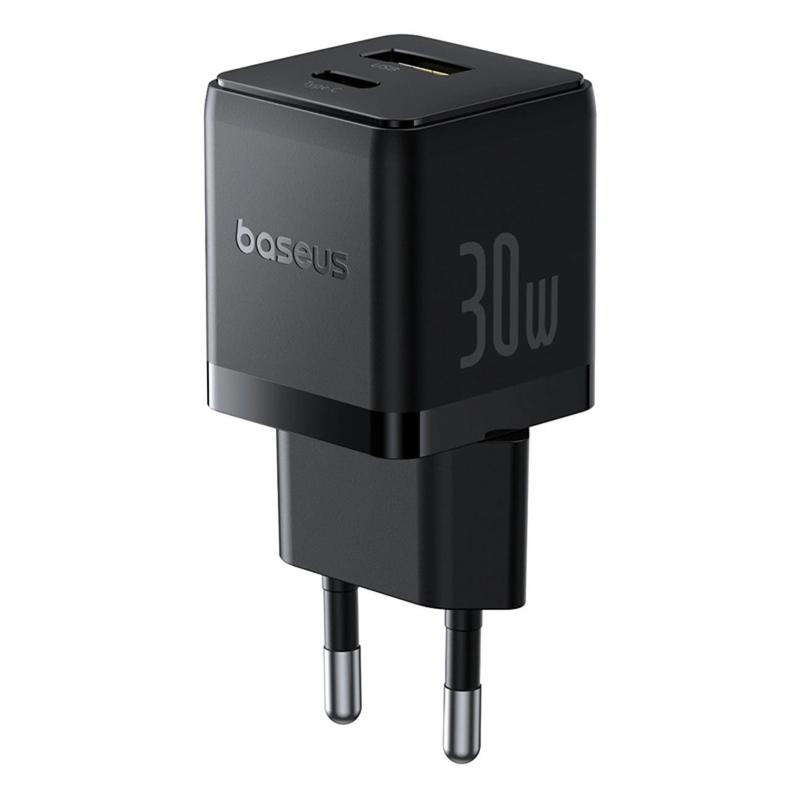 Image of Network Charger Palm 30w Usb-c Usb-a, Fast Charging, Compatible With And Devices, Black