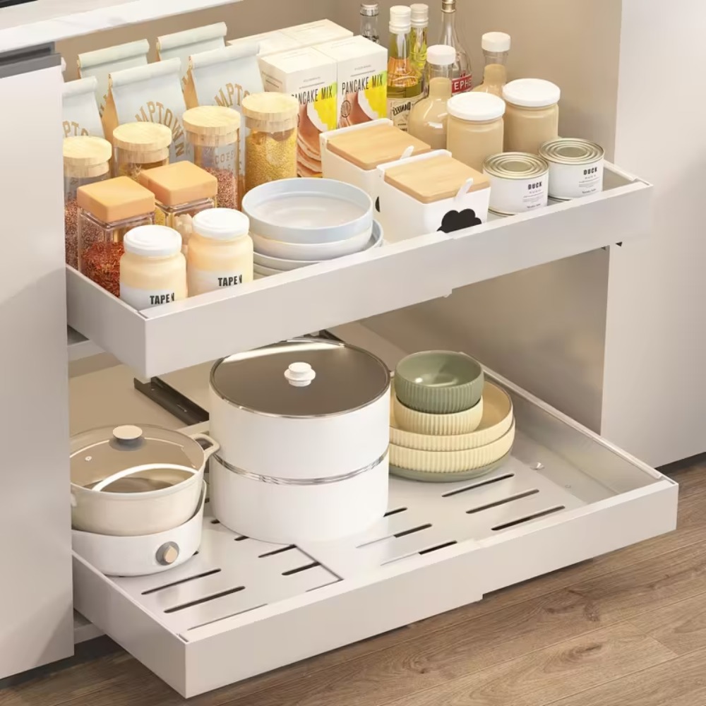 Image of Kitchen Drawer Insert, Pull-out Design For Cabinet, Bathroom Storage, Adjustable Width -52cm