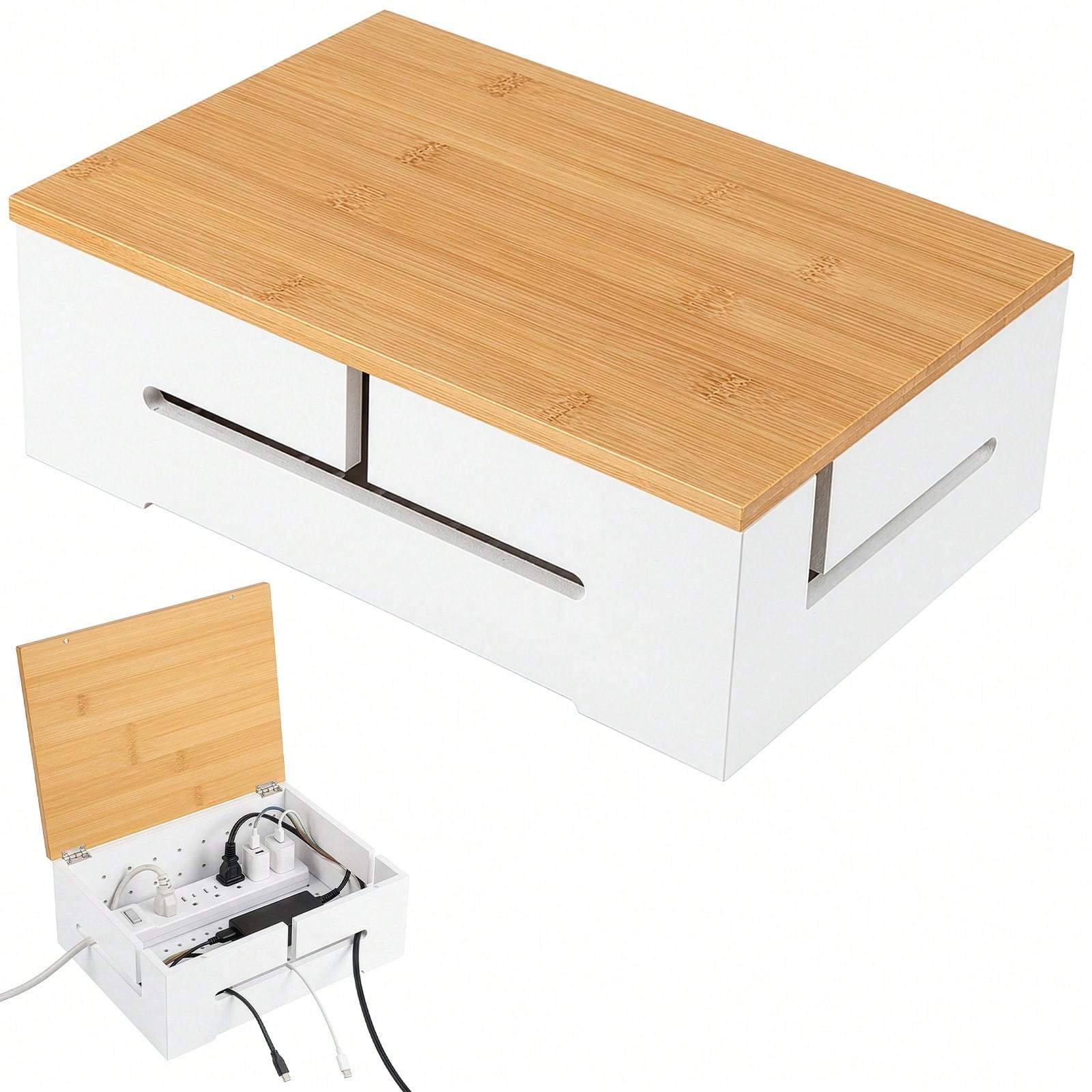 32x20x11cm Cable Box With Magnetic Closure And Mounting Accessories, Practical Organizer For Tv And Desk Cables At Home