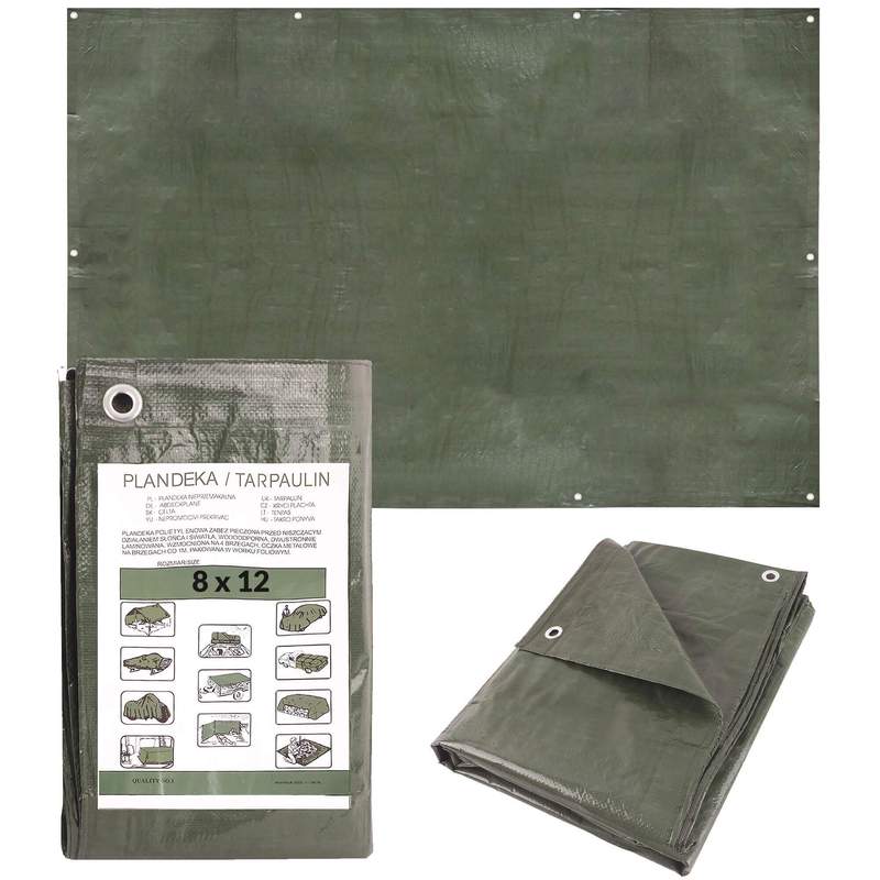 Green Protective Tarpaulin 8x12m 60g, Weather-resistant And Uv-protected