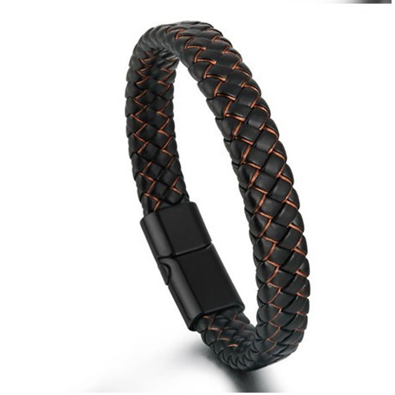 Men's Bracelet With Magnetic Clasp, Black-brown And Black, For The Wrist, Stylish Jewelry, Suitable For Daily And Evening Outfits, A Addition To Your Wardrobe