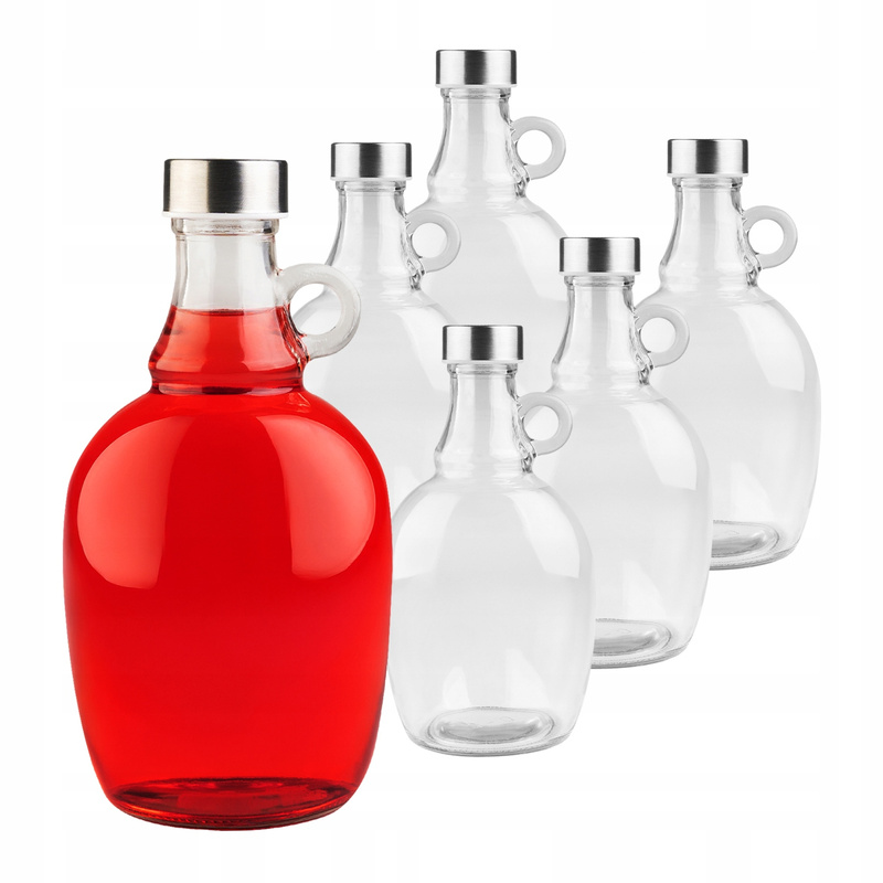 TEMU 6 bouteilles de 1L GALON pour vin, BIMBER, NALEWKI, CYDR + Bouchons ARGENT