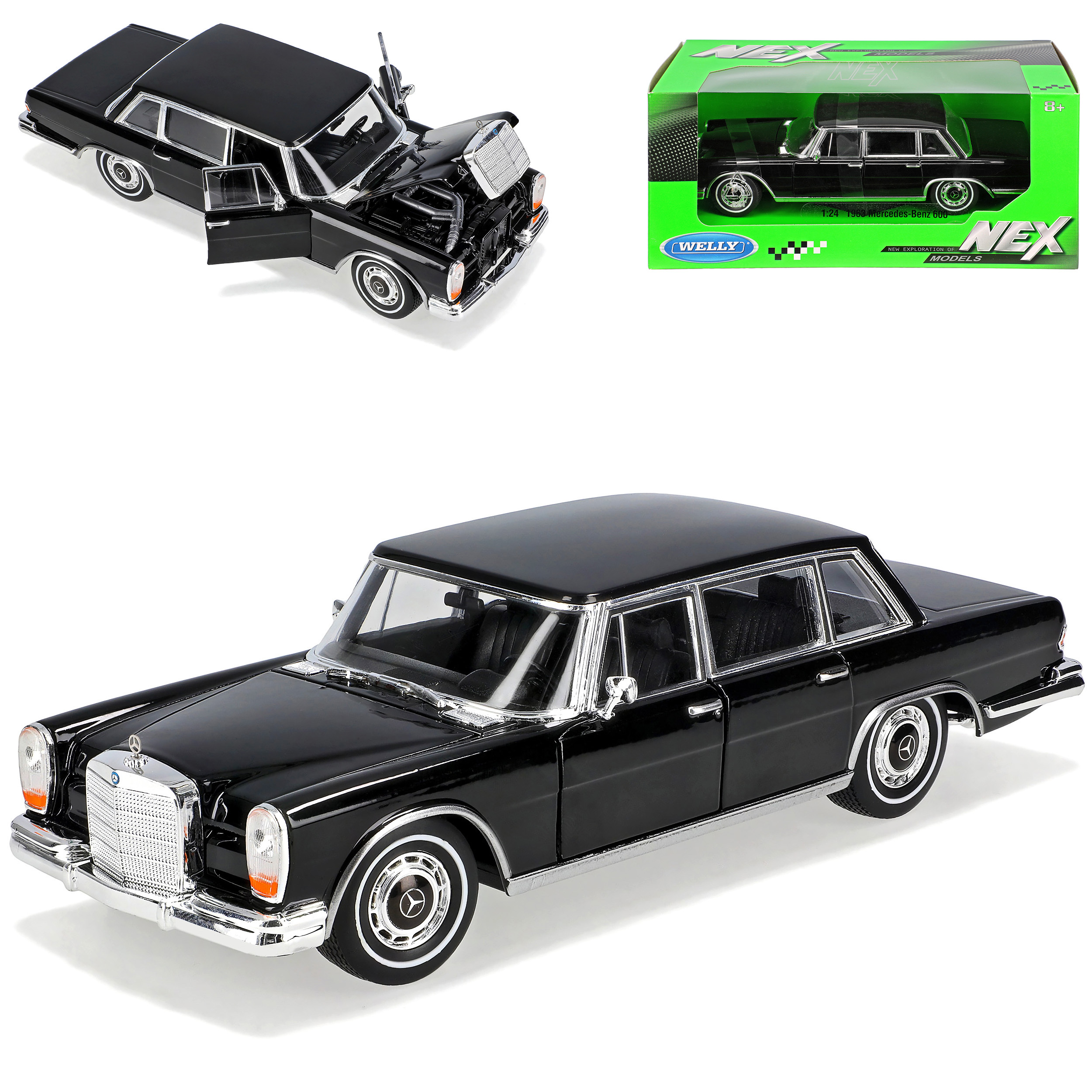 Image of Mercedes-benz 600 Grand Mercedes Limousine Black 1964-1981 1/24 Welly Model Car