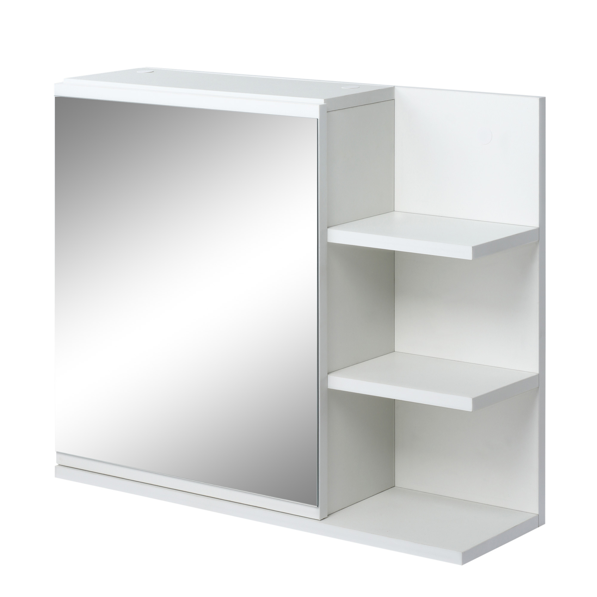 Image of Clean Armario Bathroom Cabinet With Mirror Cabinet With Mirror For Bathroom With 3 Open Shelves And 1 Interior Shelf Bathroom Furniture 60x18x50 Cm Natural