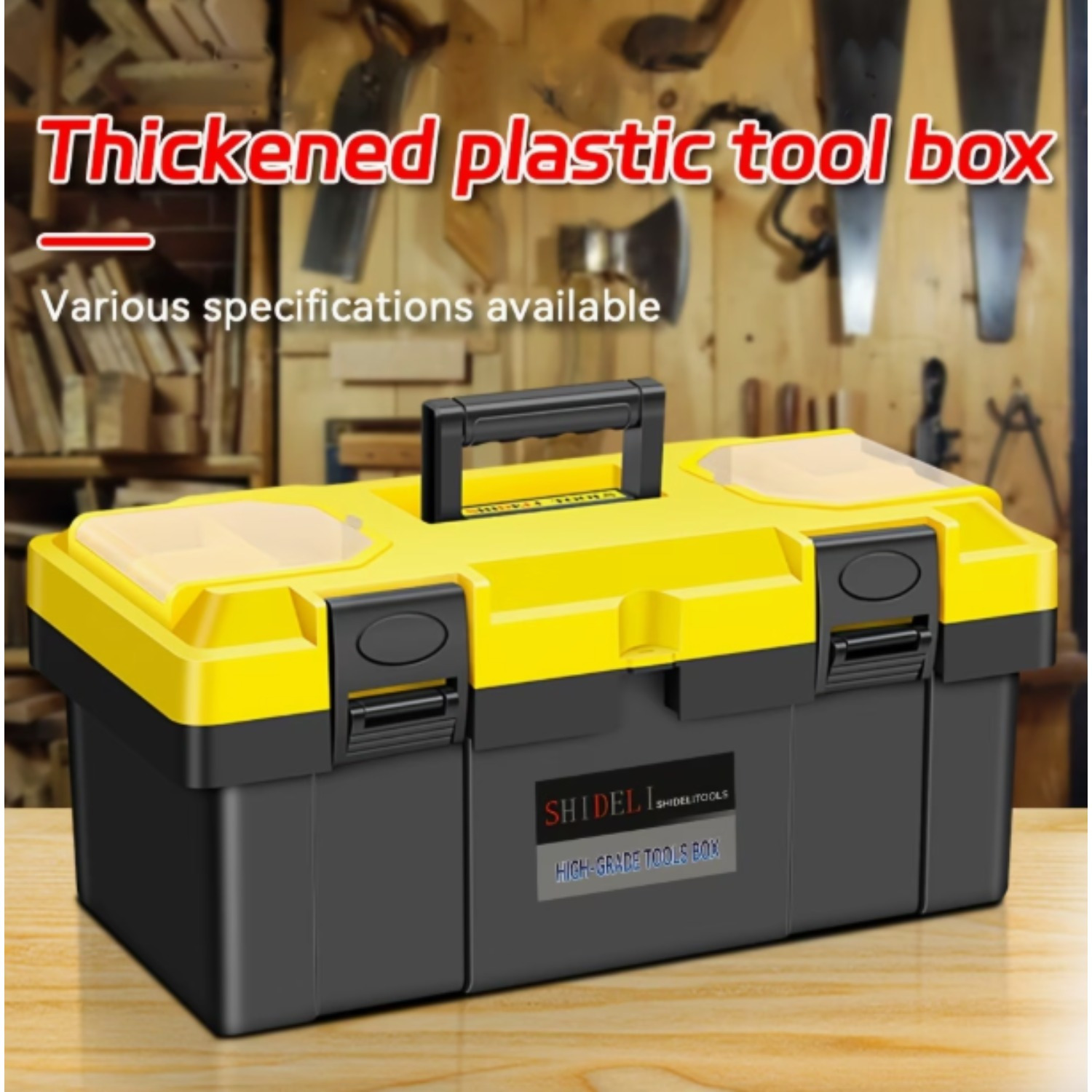 TEMU 1pc Portable Tool Box, Double-layer Tool Box, 17-inch Car Maintenance Car Box, Abs Thickened Plastic Storage Tool Box, Tough Anti-bending